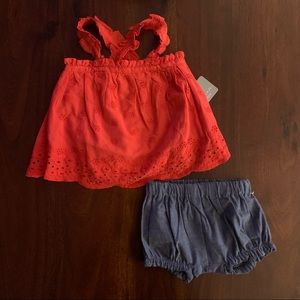 NWT Tahari Red & Chambray Outfit, 6-9 Months